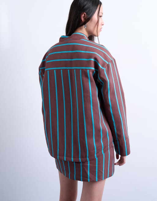 Topshop – Randig, quiltad skjorta, del av set, 4 av 4