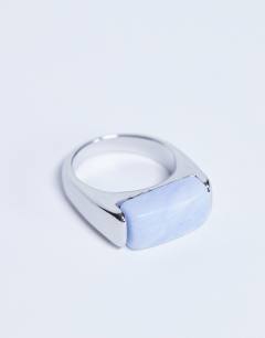 Raquel stainless steel blue stone ring in silver