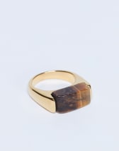 Topshop Raquel stainless steel tiger stone ring in gold