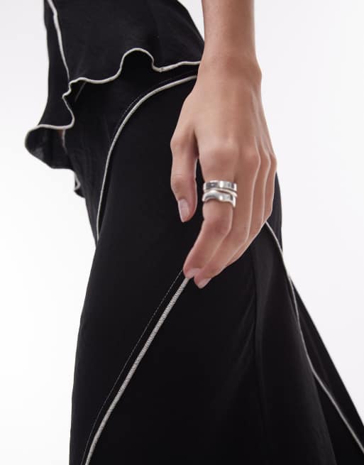 Topshop raw edge maxi skirt in black - part of a set, 3 of 5