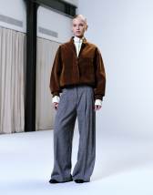 Topshop raw hem low slung double pleated tailored trouser in dark charcoal