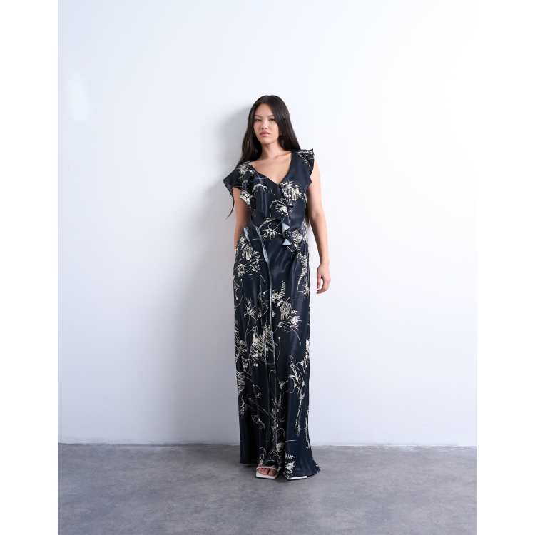 dressproduction W174 着画あり RUNAWAY RUFFLE FLORAL MAXI DRESS – AKIRA