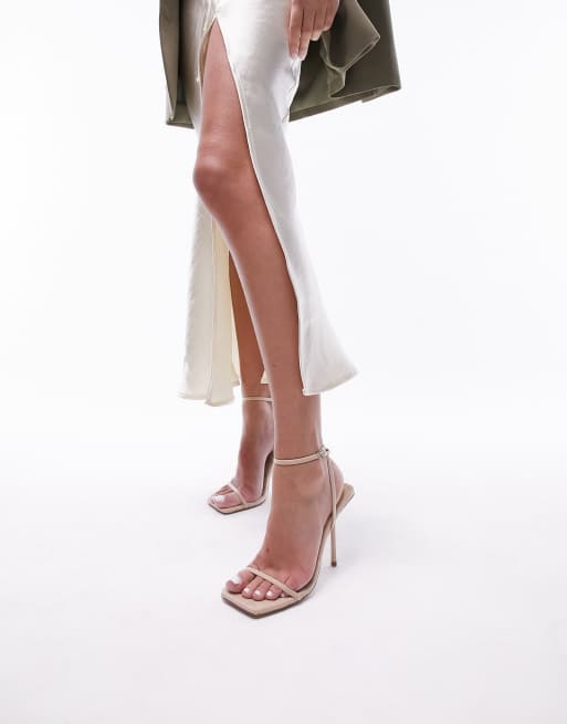 Topshop Raya padded high heel sandal in natural | ASOS