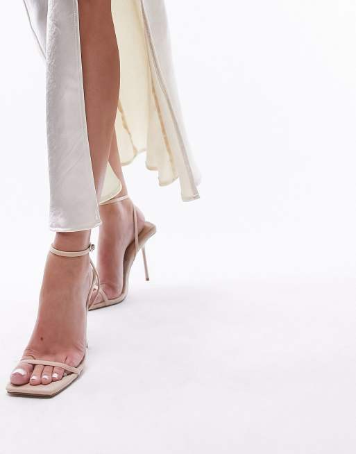 Topshop Raya padded high heel sandal in natural