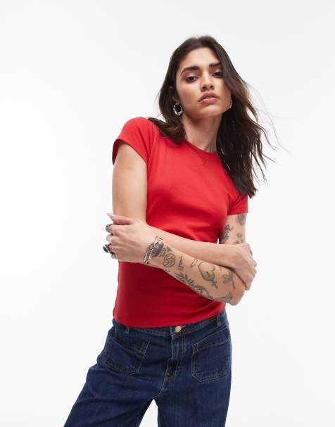 Topshop - Rød hverdags-T-shirt - view 1