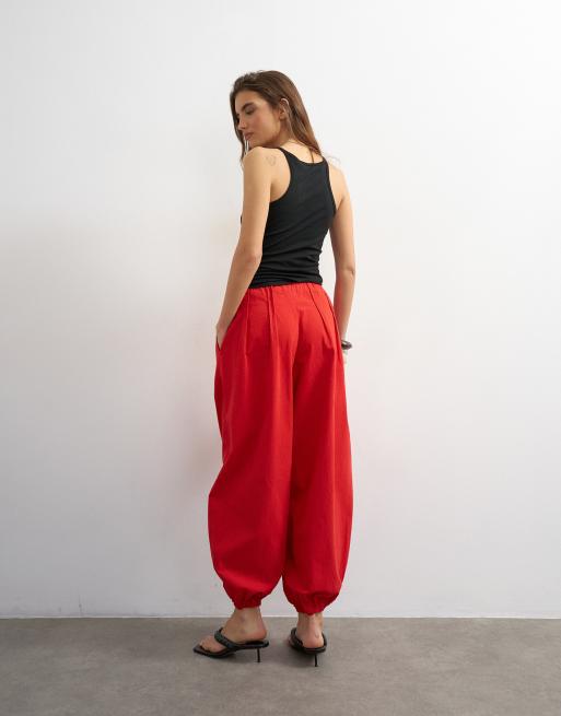 Topshop - Røde ballonbukser i poplin, 2 af 5