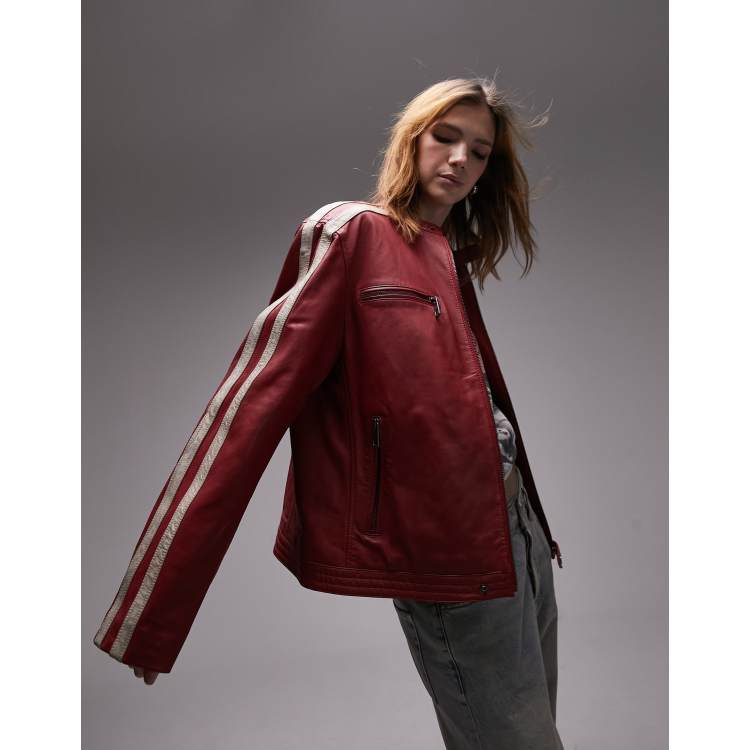 Zara red cheap biker jacket