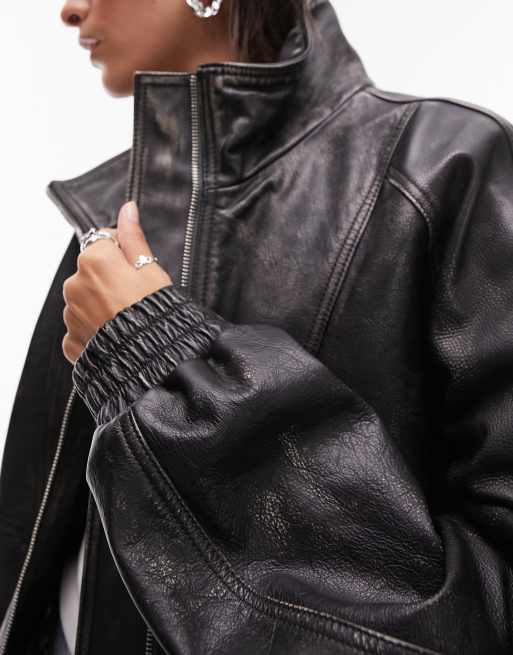 Swallow  unisex faux leather bomber jacket - ShopJosePasillas.com