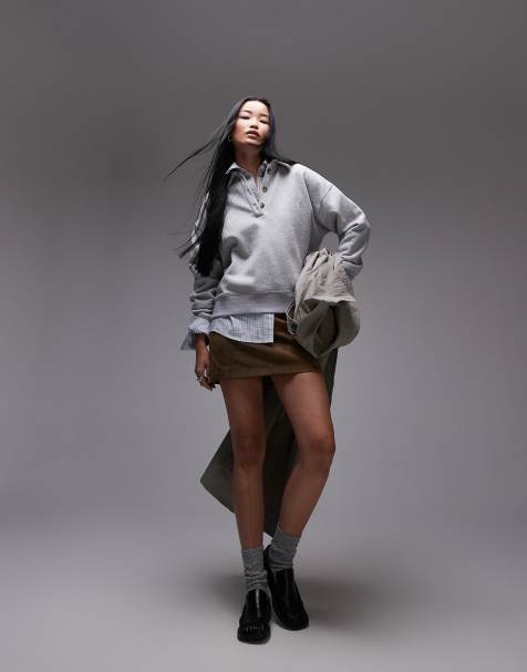 Topshop real suede mini skirt in brown - view 1