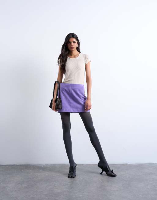 Topshop real suede pelmet mini skirt in purple ASOS