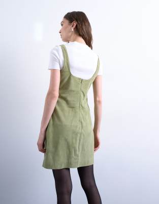 TOPSHOP REAL SUEDE SEAMED MINI DRESS