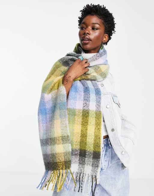 Topshop - Rebel - Sciarpa spazzolata multicolore a quadri