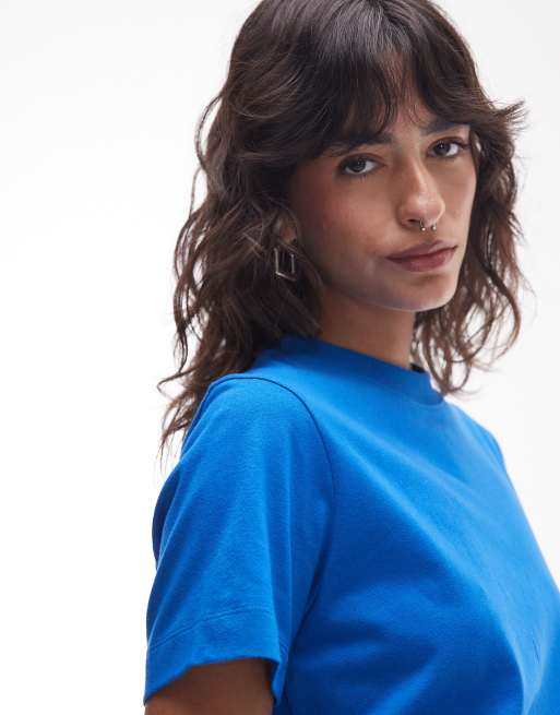 Topshop - Recht T-shirt in kobaltblauw, 4 van 4