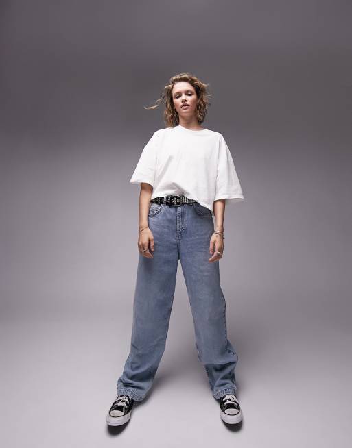 Topshop - Recht T-shirt met korte mouwen in wit