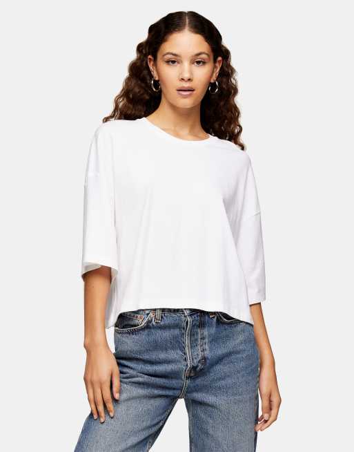 Topshop - Recht T-shirt met korte mouwen in wit