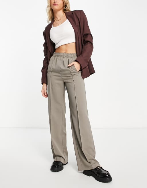 Topshop - Rechte broek met naad aan de voorkant in grijs