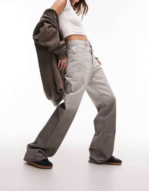 Topshop - Rechte jeans met halfhoge taille en kleurverloop