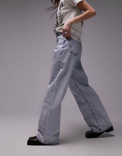 Topshop - Rechte jeans met halfhoge taille in bleekwassing