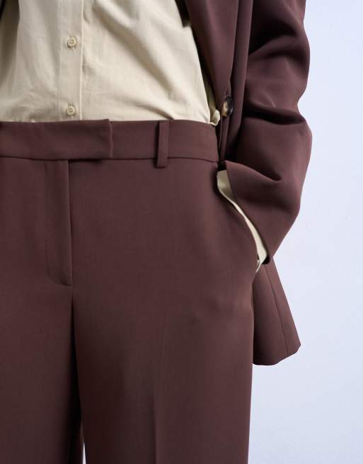 Topshop - Rechte jeans met halfhoge taille in chocoladebruin, deel van co-ord set, 2 van 5