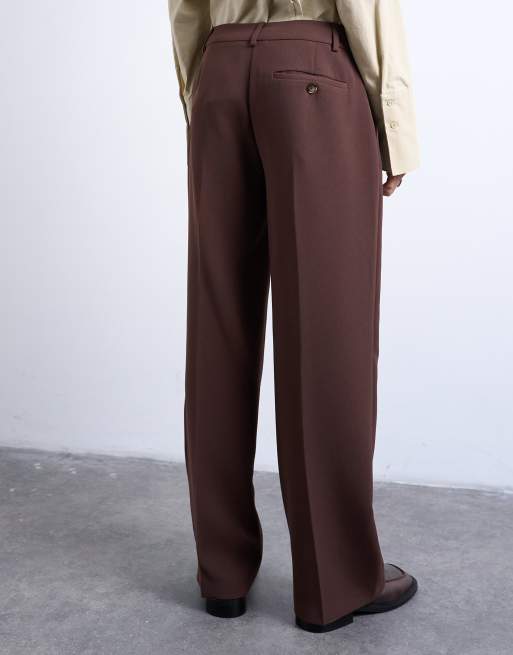 Topshop - Rechte jeans met halfhoge taille in chocoladebruin, deel van co-ord set, 3 van 5