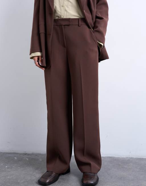 Topshop - Rechte jeans met halfhoge taille in chocoladebruin, deel van co-ord set, 4 van 5
