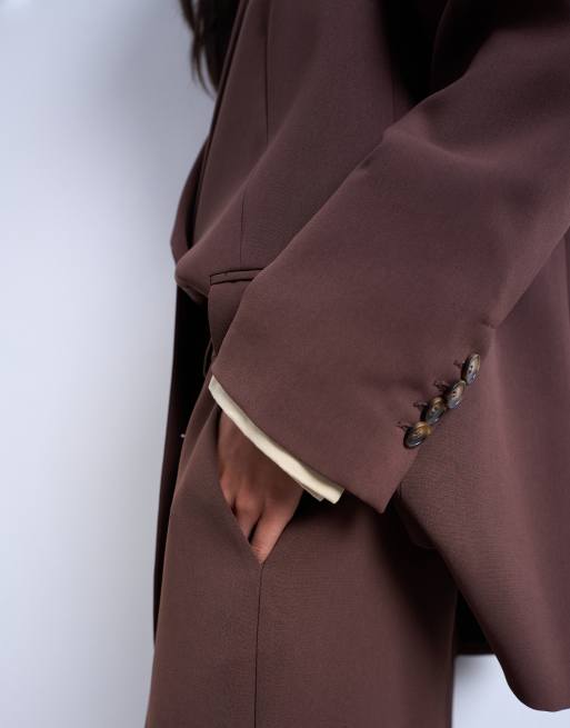 Topshop - Rechte jeans met halfhoge taille in chocoladebruin, deel van co-ord set, 5 van 5