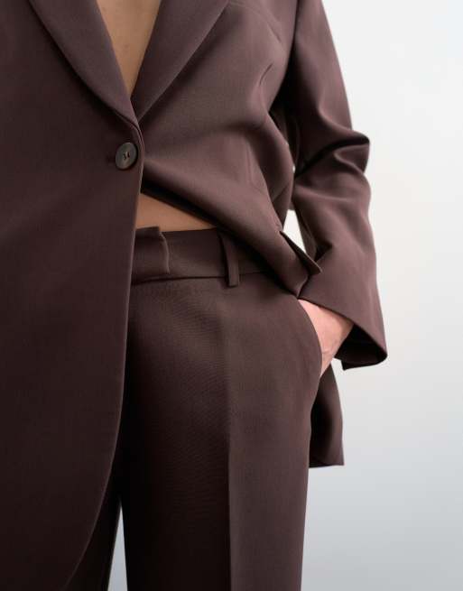 Topshop - Rechte jeans met halfhoge taille in chocoladebruin, deel van co-ord set, 3 van 5
