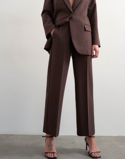 Topshop - Rechte jeans met halfhoge taille in chocoladebruin, deel van co-ord set, 5 van 5