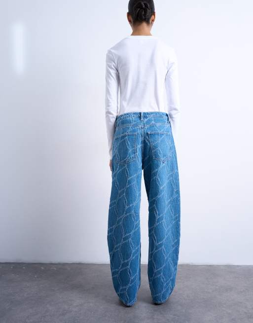 Topshop - Rechte jeans met textuur en gebleekt patroon, 3 van 7