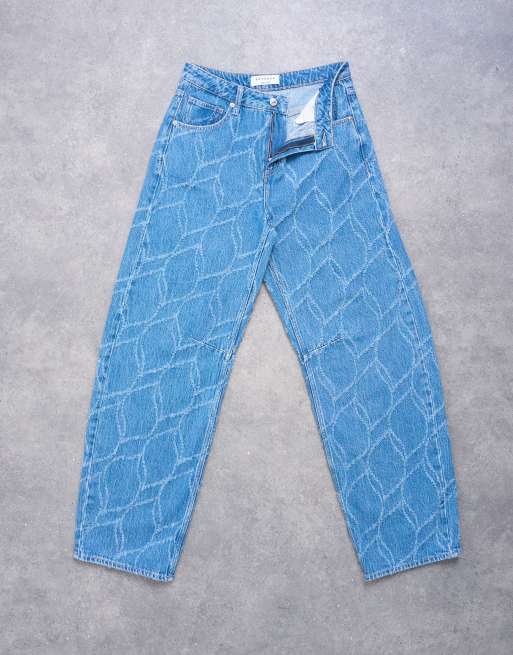 Topshop - Rechte jeans met textuur en gebleekt patroon, 6 van 7