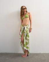 Topshop rectangle sarong in off white and green abstract print