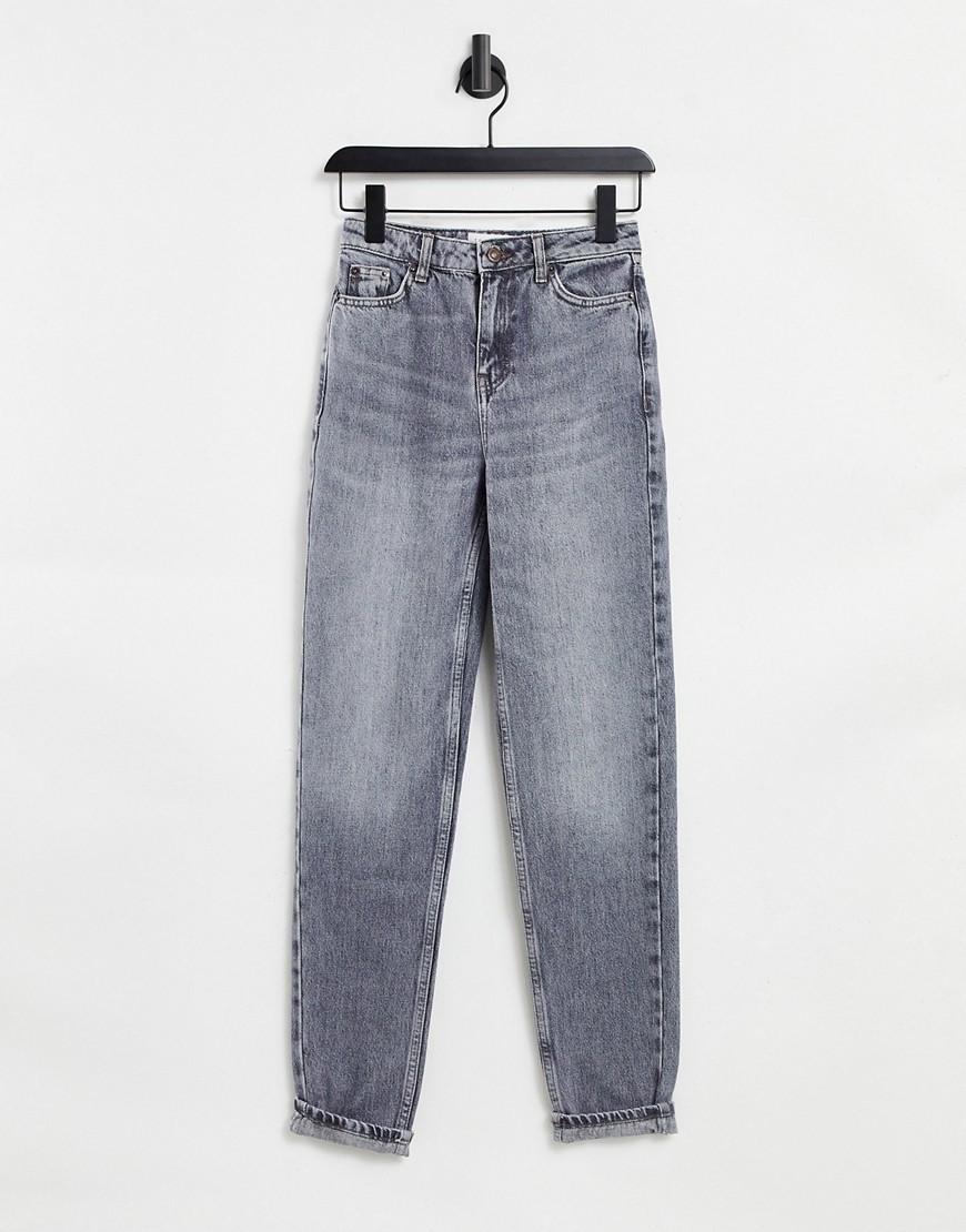 Topshop recycled cotton blend mom jeans in gray-Grey