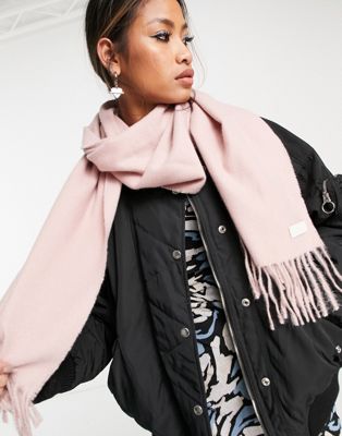 Topshop supersoft scarf with tab in pink - LPINK