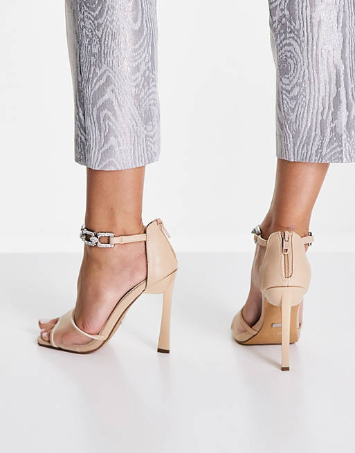 Shoes Heels/Topshop Reign diamante mesh high heeled sandal in natural 