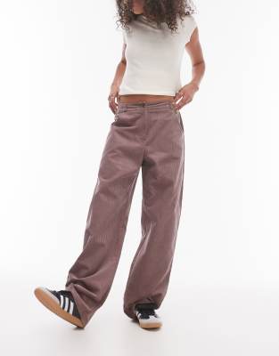 Topshop Relaxed Fit Tailored Corduroy Pants In Dusky Pink