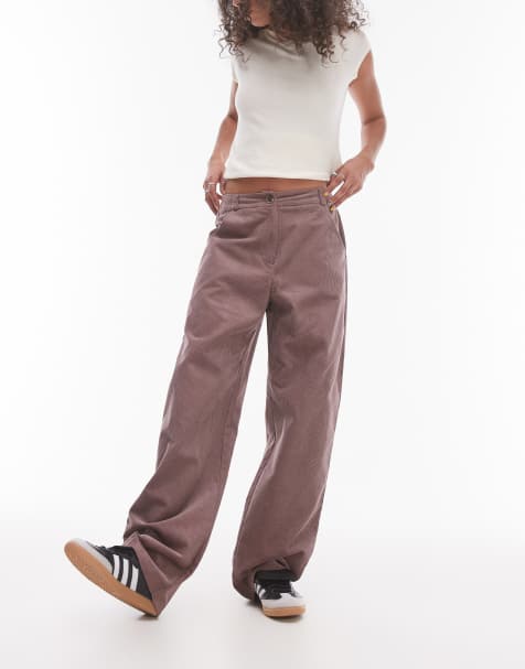 Topshop relaxed fit tailored corduroy pants in dusky pink - view 1