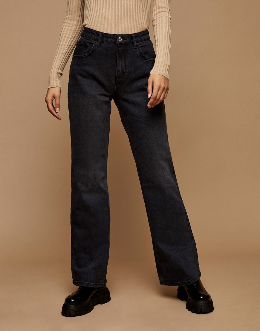 Topshop relaxed flare jean in wash black denim