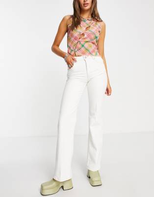 Topshop relaxed flare jeans in white  - ASOS Price Checker