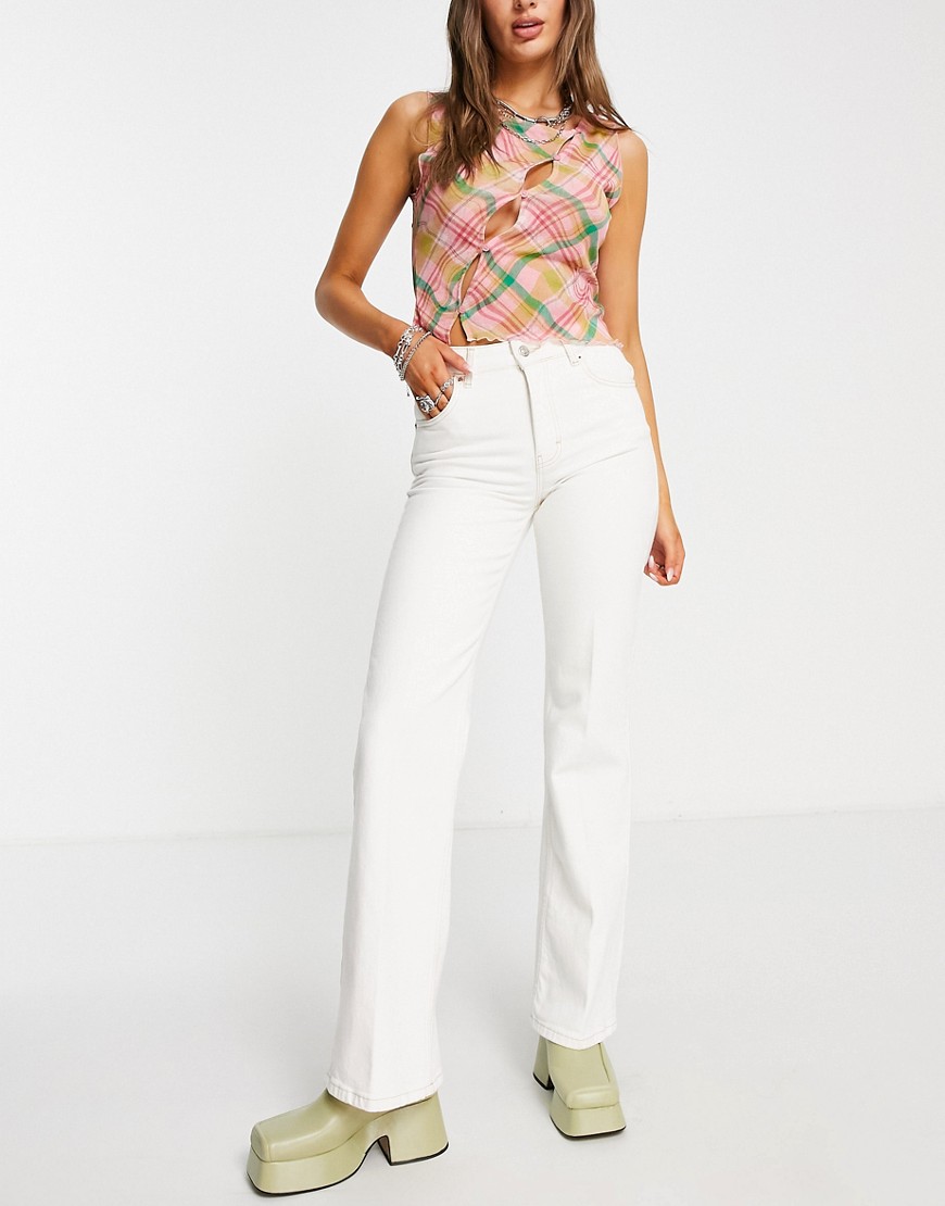 Topshop relaxed flare jean in white