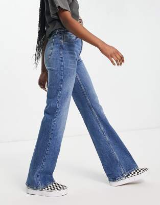 mid blue relaxed flare jeans