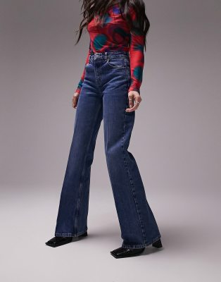 mid blue relaxed flare jeans