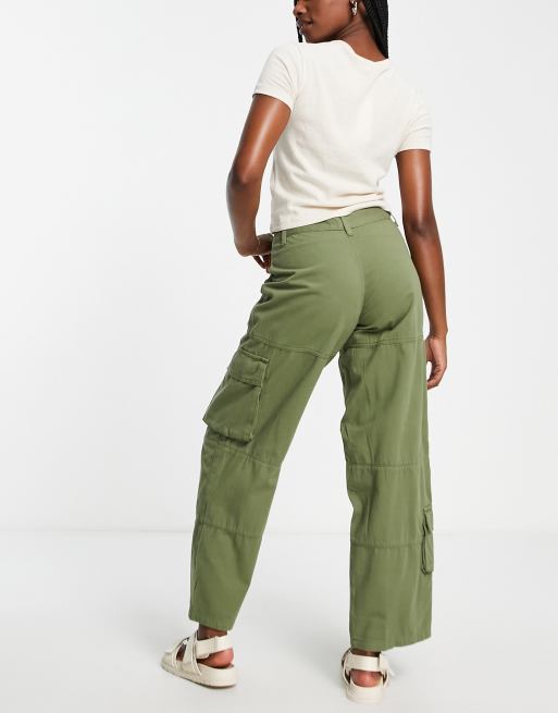 Topshop Low Rise Tie Waist Utility Cargo Pants In Sage ASOS, 56% OFF