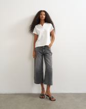 Topshop relaxed mid rise crop jean in washed black
