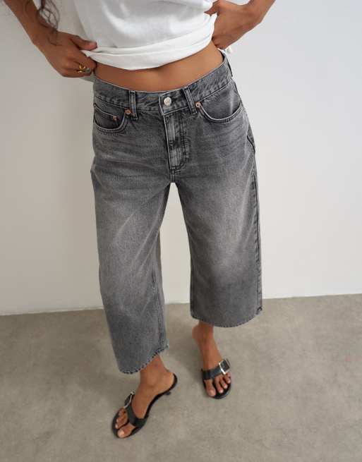 Topshop relaxed mid rise crop jean in washed black, 5 of 5