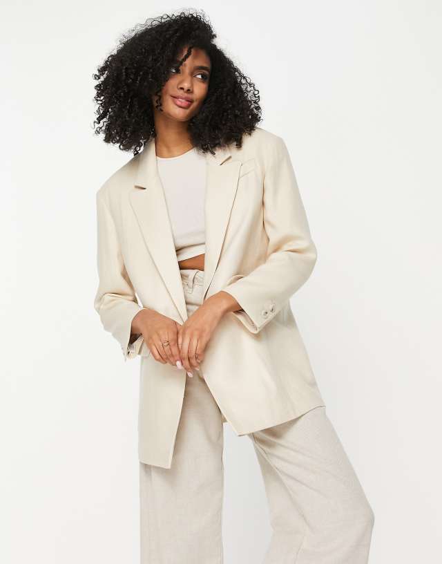 Topshop relaxed over sized 80s blazer in cream