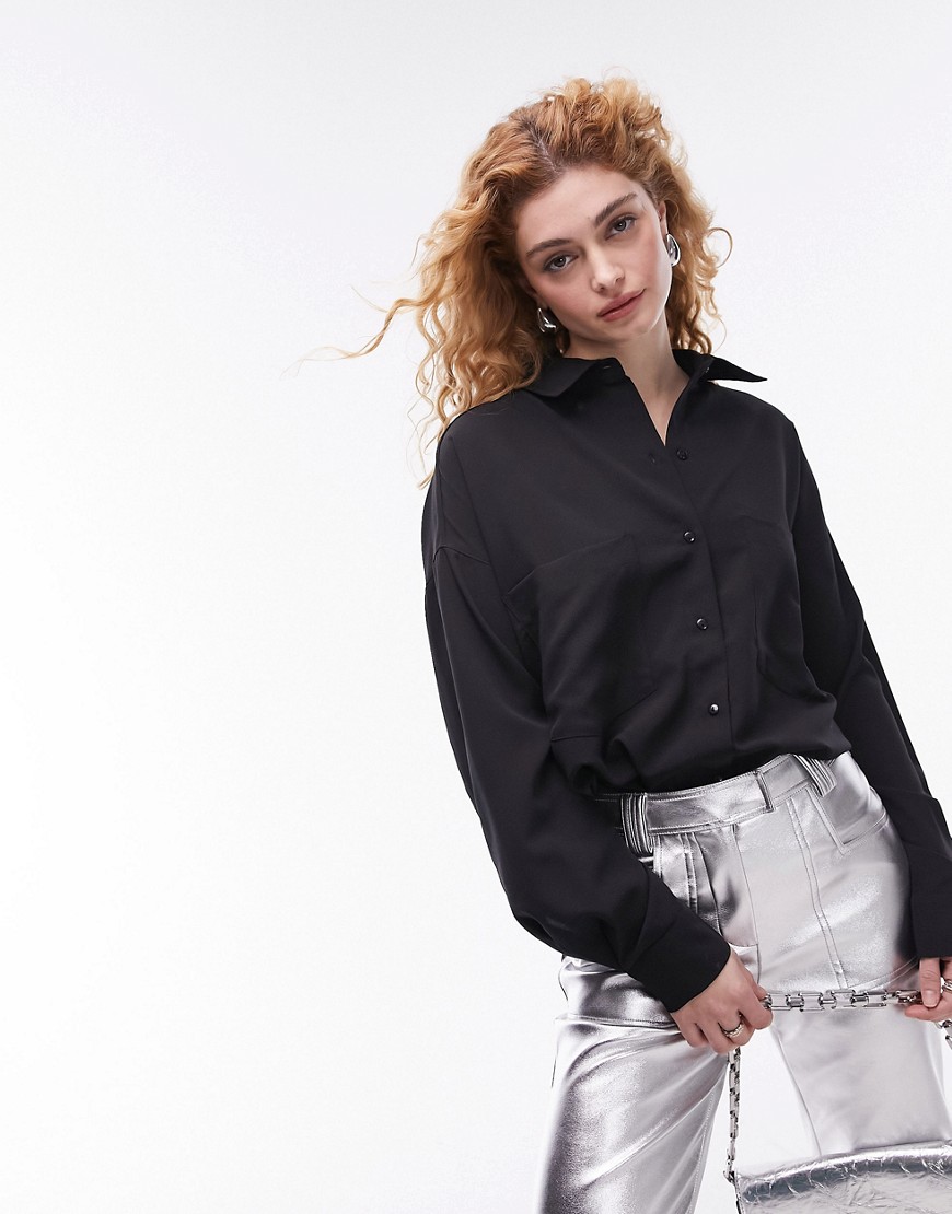 Shop Topshop Relaxed Shirt In Black