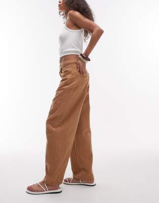 Topshop Relaxed Straight Leg Pants In White