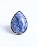 [Topshop] Topshop Remi stainless steel ring with blue semi-precious stone in silver tone M Silver & blue