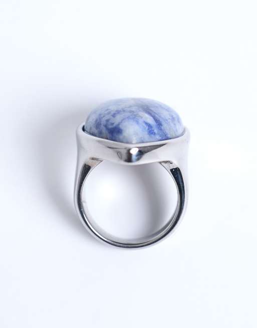 Topshop Remi stainless steel with blue semi precious stone in silver tone, 2 of 4
