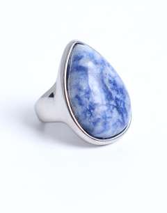 Model wearing Remi stainless steel with blue semi precious stone in silver tone